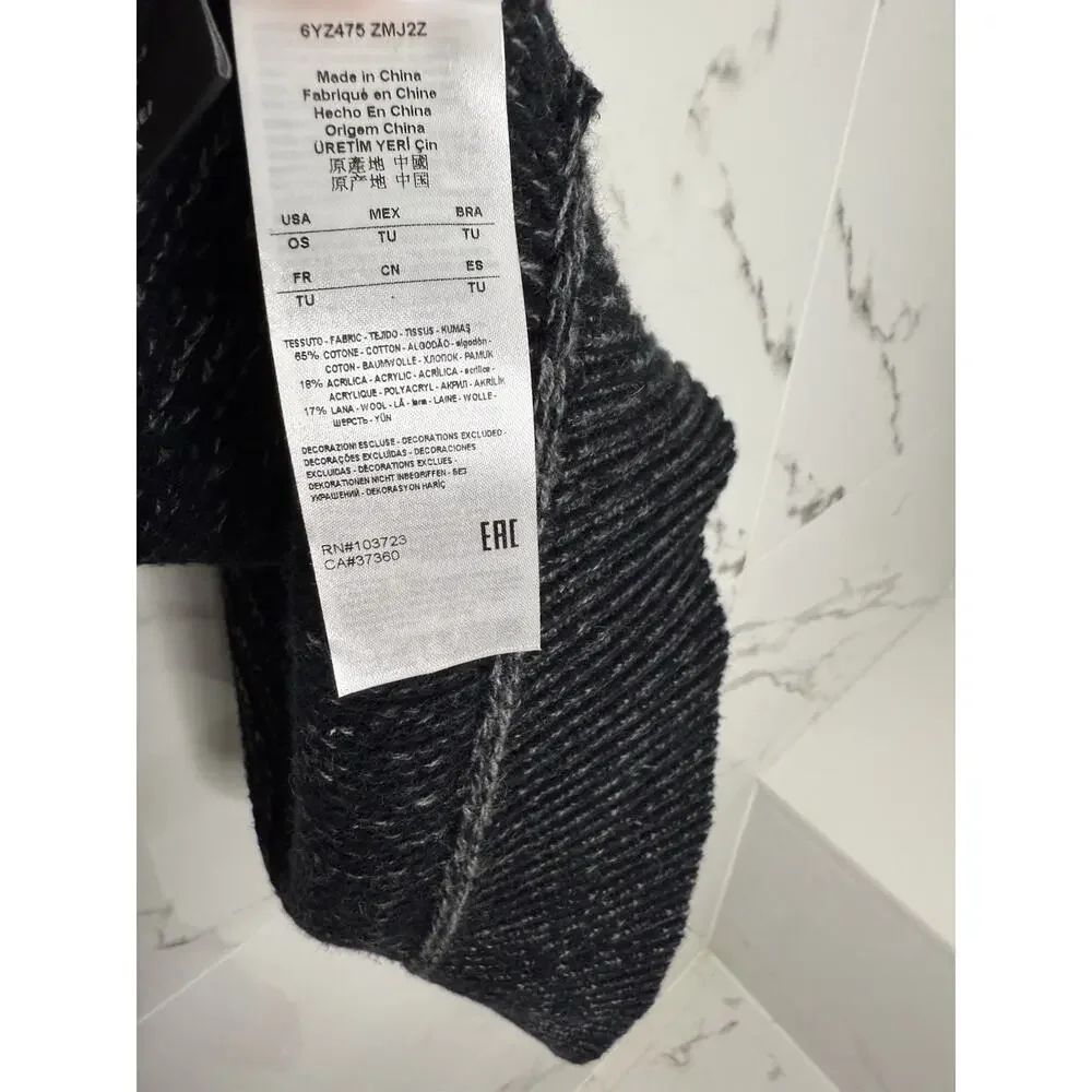 Armani EXCHANGE GREY Chunky Knit 60”x 17”Scarf Preppy Colorblock Cotton Wool